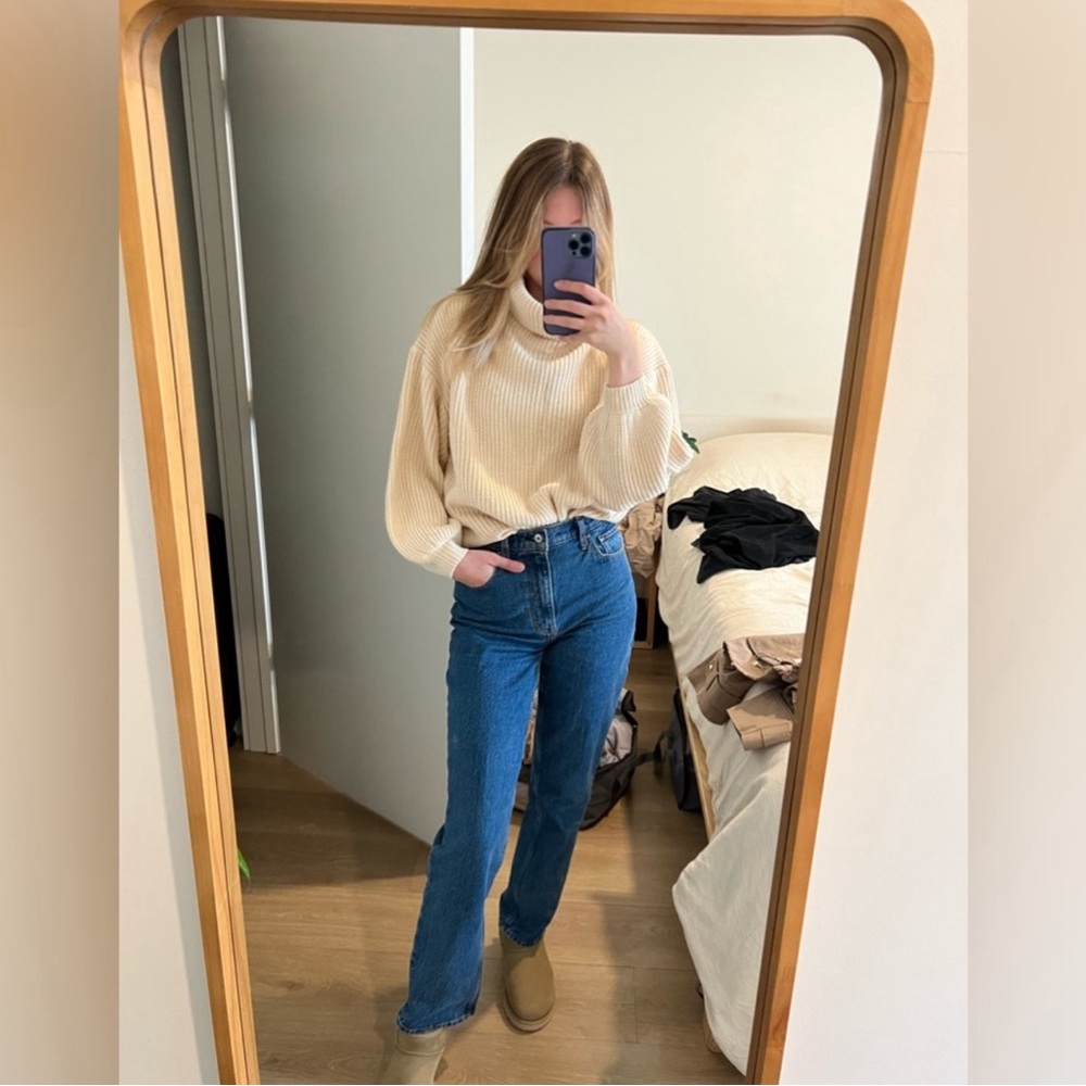 Women's Cream Turtleneck Sweater